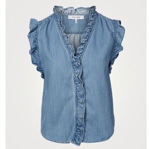 FRAME Denim Lauren Sleeveless Ruffle Top, Size M